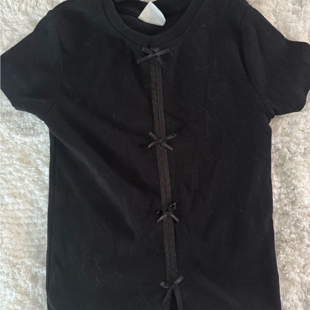 ZARA Black Kids Shirt with Bow Accents